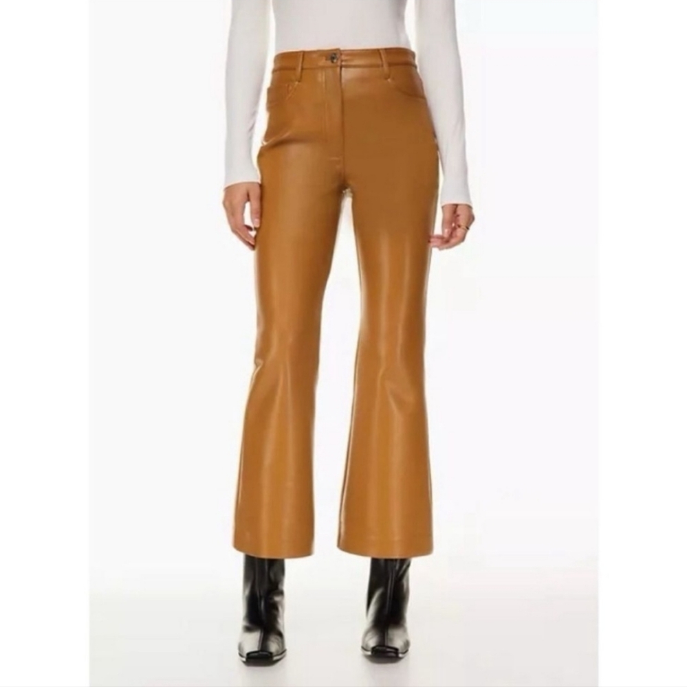 Aritzia Wilfred The Melina kick flare brown leather pants